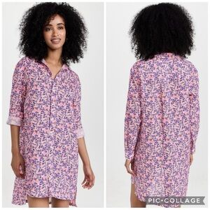 Frank & Eileen Hunter Neon Floral Linen Dress Size Extra Small